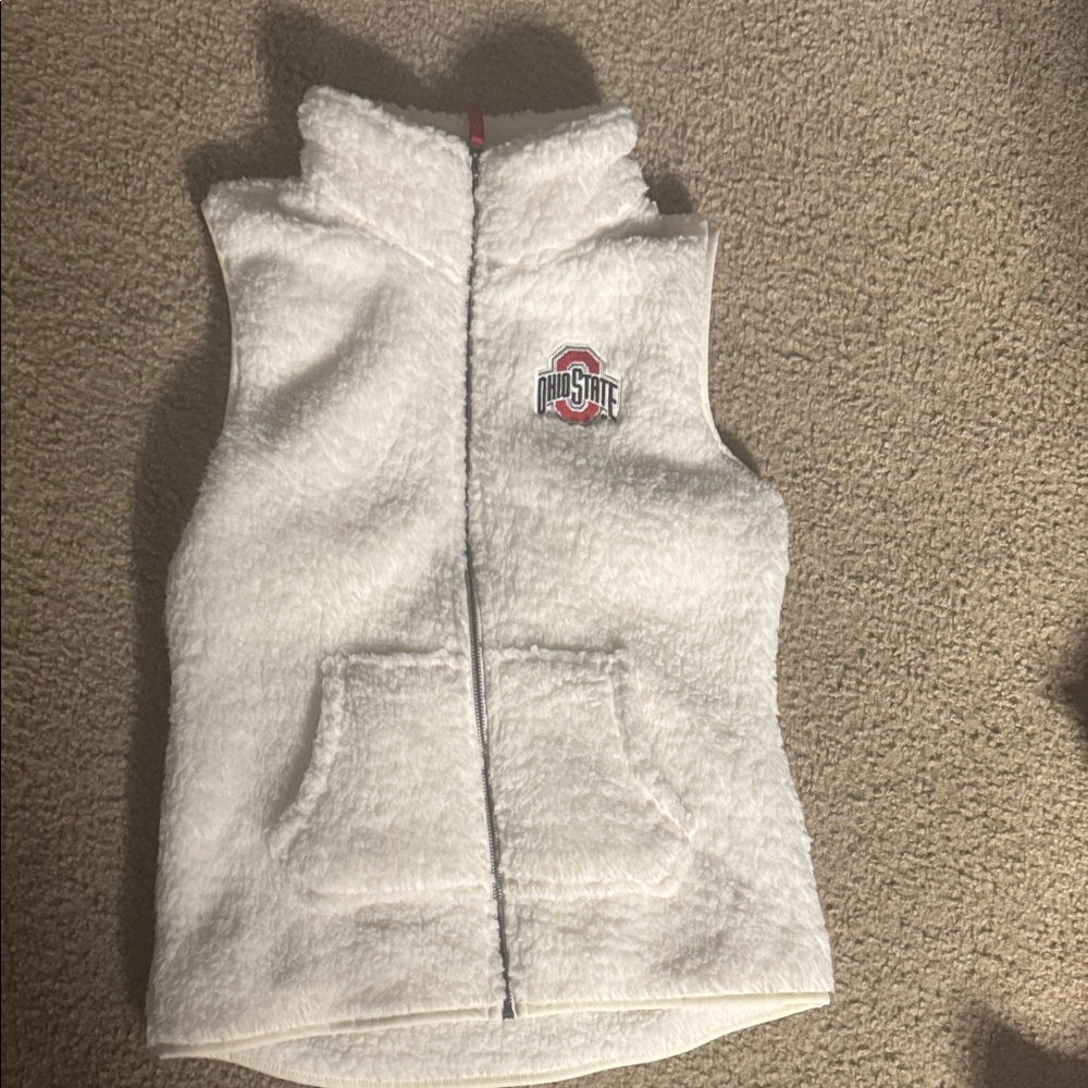 Ohio State Women's White Fleece Vest